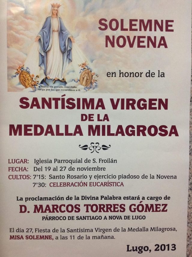 NOVENA A LA MILAGROSA EN SAN FROILAN
