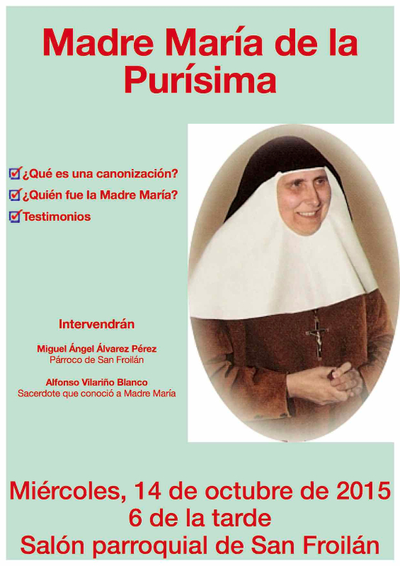 Anuncio charla sobre María Madre de la Purísima